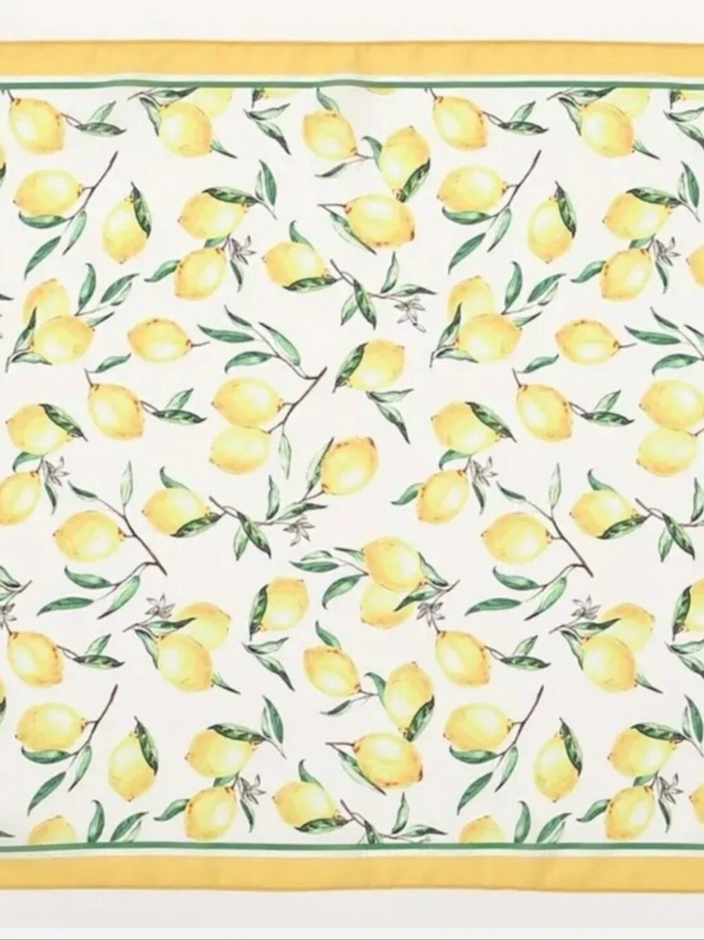 Yellow Lemon Print Silk-Feel Scarf - Women Accessories